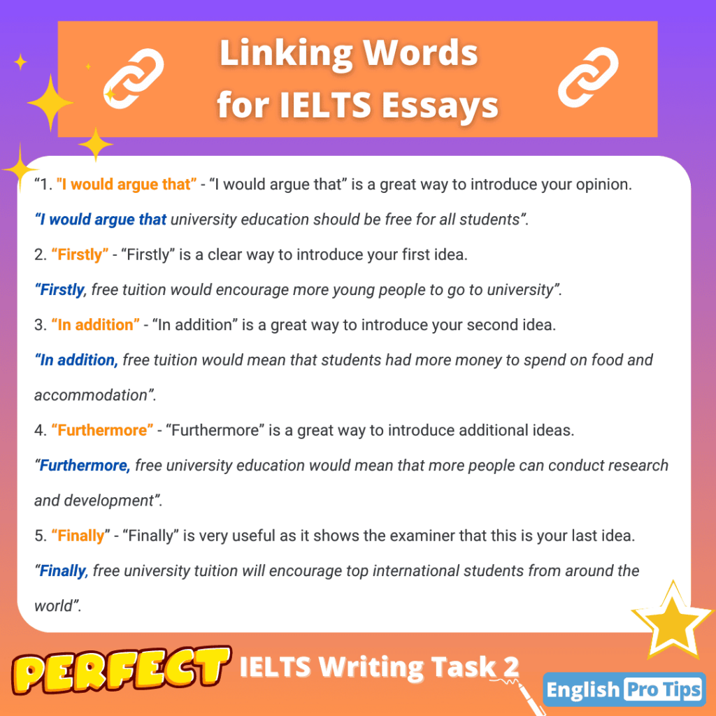linking words for essay ielts